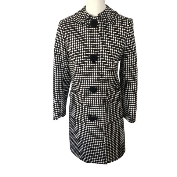 Max Edition Jackets & Blazers - Max Edition Classic Black‎ And White Polka Dot Long Line Coat Jacket | Size 4